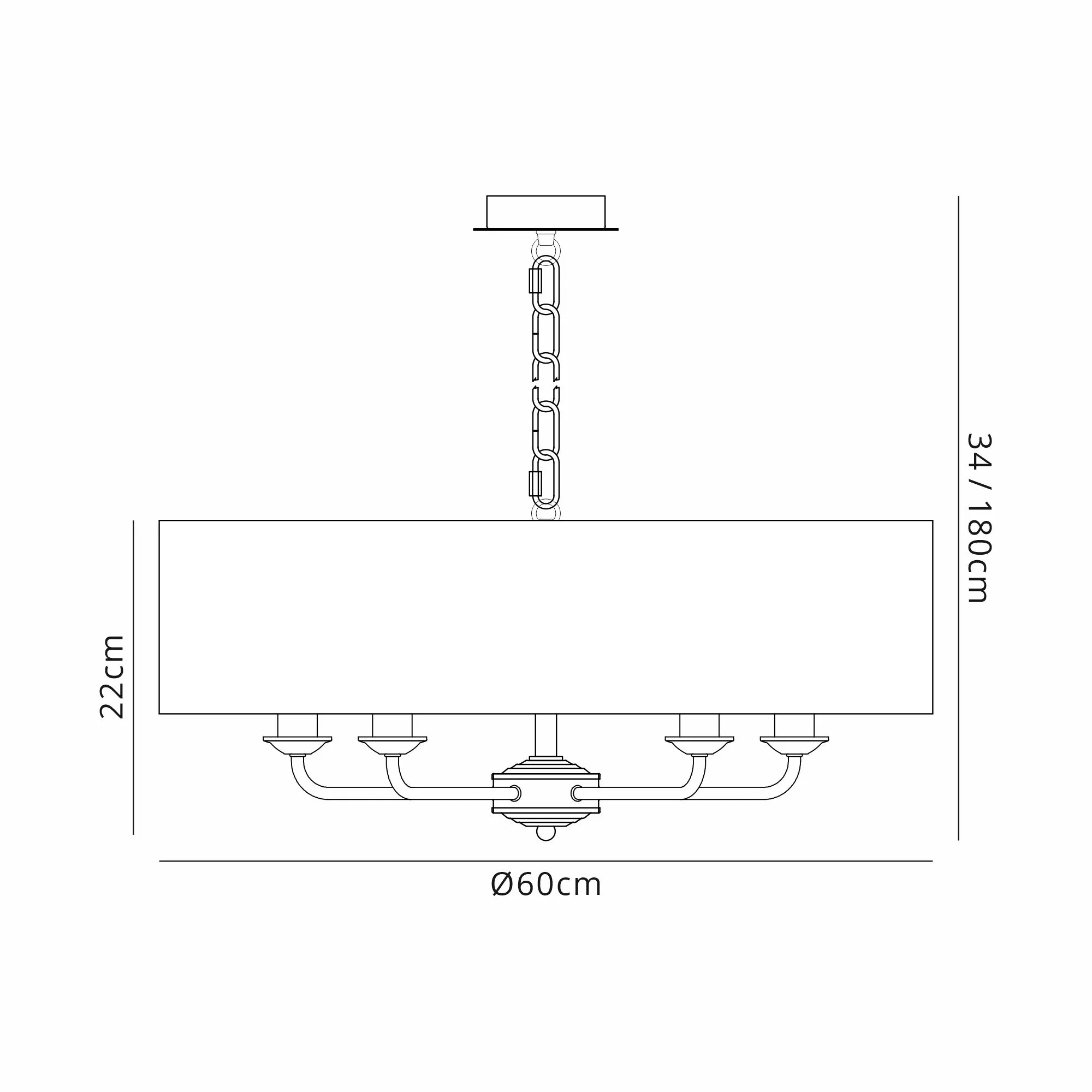 Banyan 60cm 5 Light Pendant Polished Chrome, Nude Beige/Moonlight DK0014  Deco Banyan CH NU